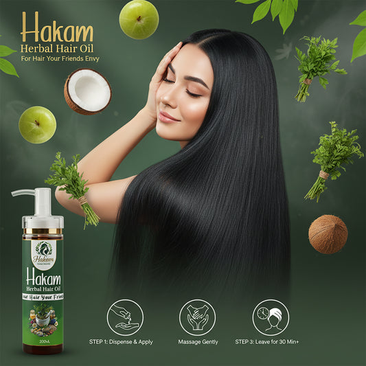 Hakam Herbal Hair Oil – 100% Natural Solution for Hair Fall