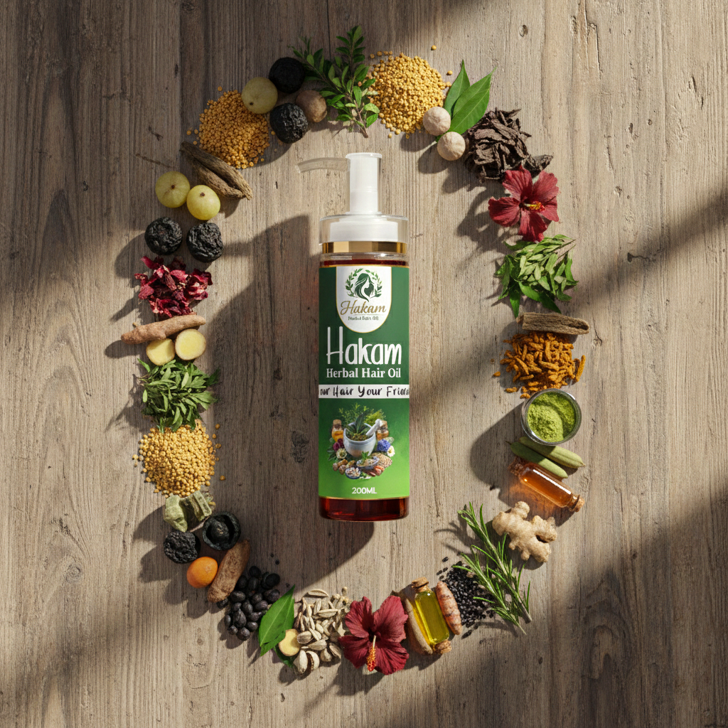 Hakam Herbal Hair Oil – 100% Natural Solution for Hair Fall