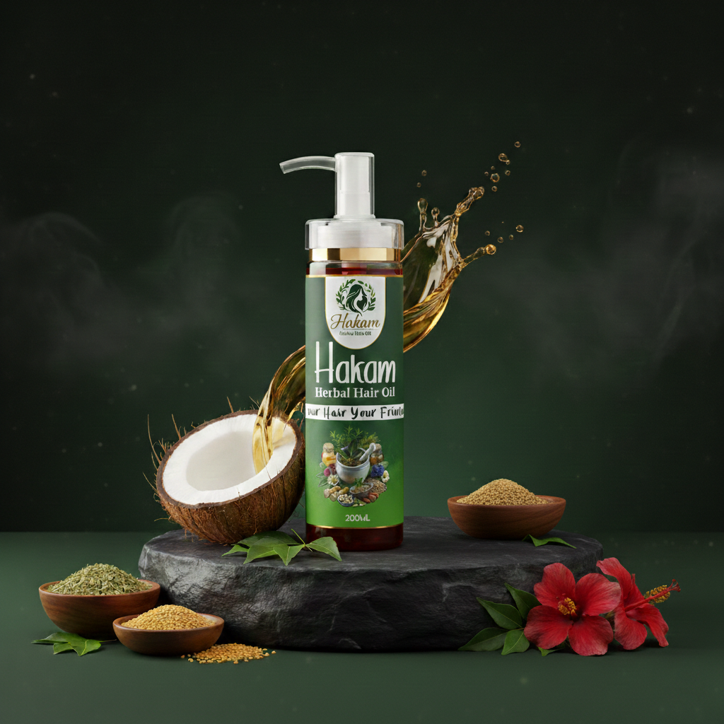 Hakam Herbal Hair Oil – 100% Natural Solution for Hair Fall